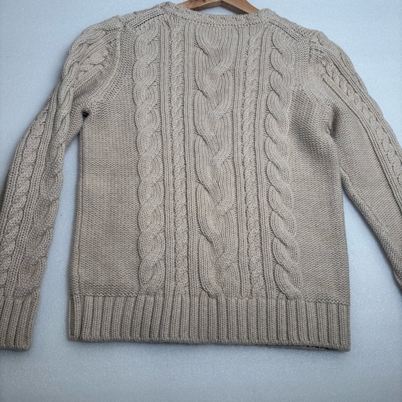 L.L. Bean Cream Cable Knit Crew Neck Sweater - Picture 11 of 11